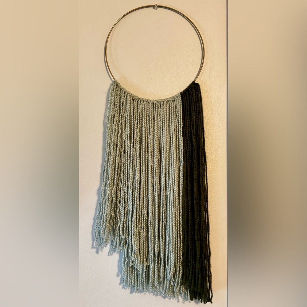 Handmade Dream Catcher Boho Wall Decor - Greens and Yarn